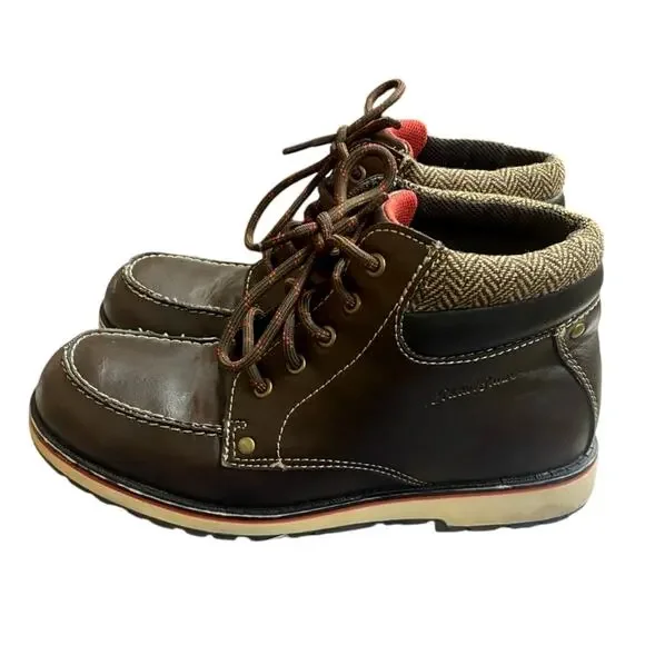 Eddie Bauer Tom Boots Mens Boys 5M Brown Leather Lace Up Ankle Cushion Padded - Picture 9 of 9